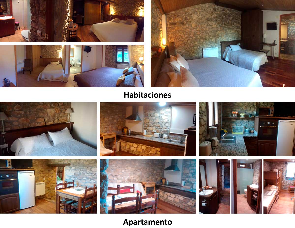 habitacions-espanol Vista de las habitaciones acogedoras de la Masia Serret, alojamiento rural situado en el Montsec